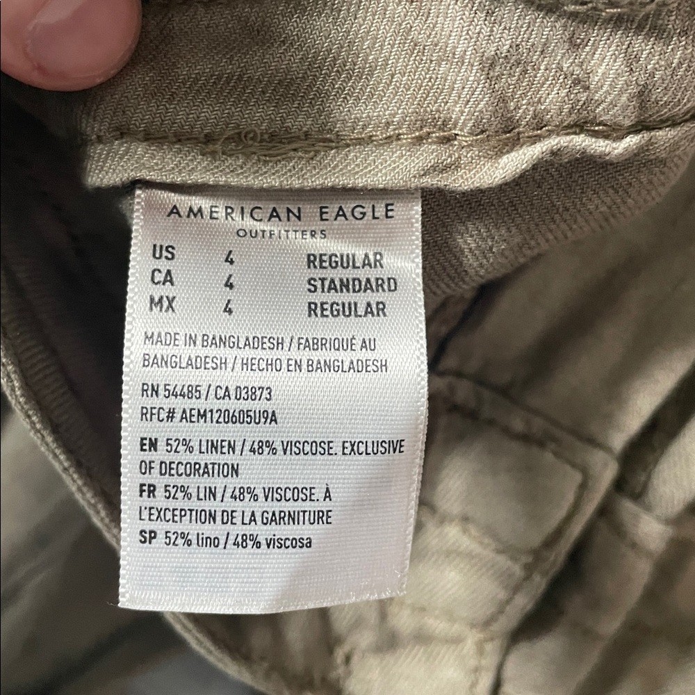 American Eagle Outfitters Linen Cargo Pants - Olive - Picture 6 of 7